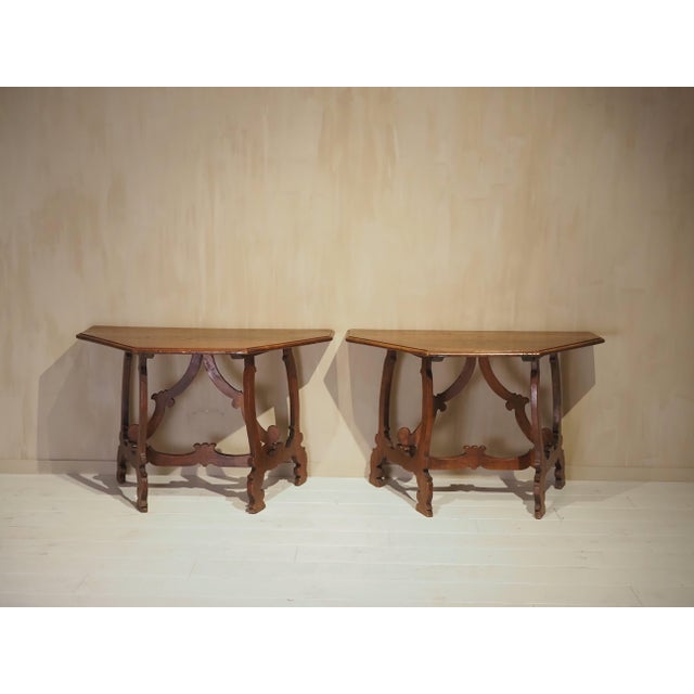 Antique Italian Console Tables, 1700, Set of 2 For Sale - Image 3 of 18