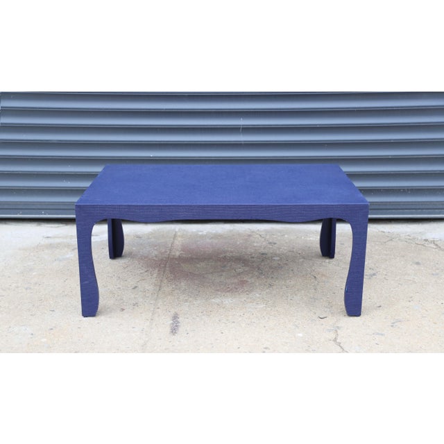 Blue Carl Springer Style Blue Raffia Coffee Table For Sale - Image 8 of 8