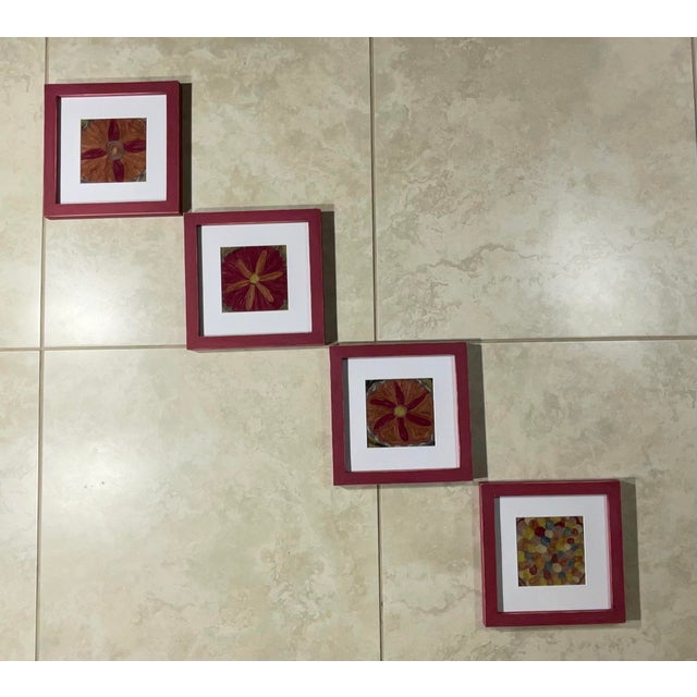 Set of Four 19 Century Antique Silk Suzani Wall Hanging For Sale - Image 4 of 12