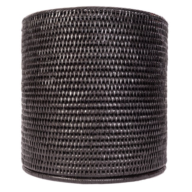 Boho Chic Artifacts Rattan Round Waste Basket with Metal Liner For Sale - Image 3 of 3