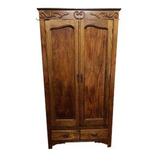 19th Century French Art Nouveau Wood Armoire Cabinet For Sale