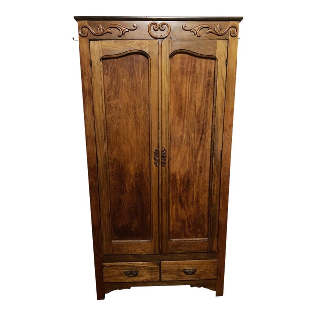 19th Century French Art Nouveau Wood Armoire Cabinet For Sale