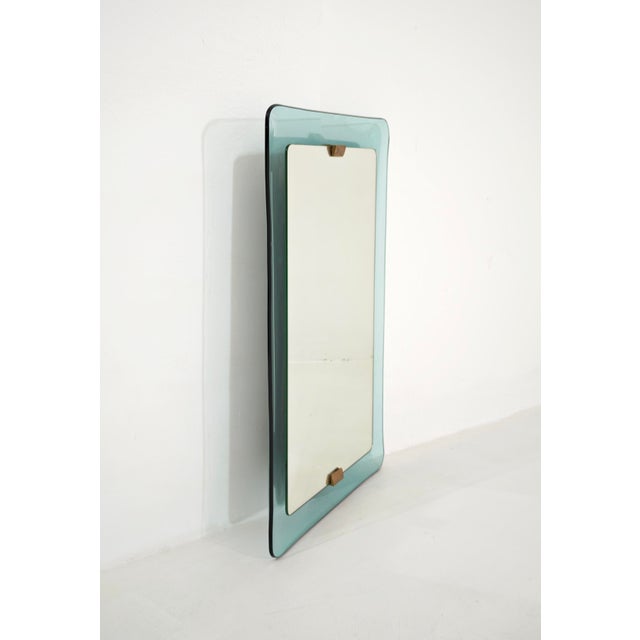 1950s Mid-Century Modern Aquamarine Stained Glass Wall Mirror by Max Ingrand for Fontana Arte, 1950s For Sale - Image 5 of 18