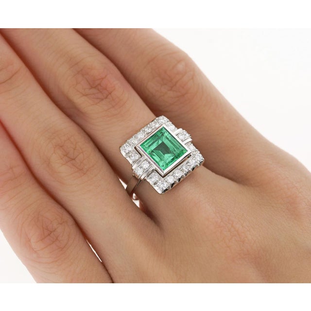 AGL Certified 2.86 Carat Minor Oil Afghan/China Border Origin Emerald and Diamond Halo in 18k White Gold Bezel Set Ring....