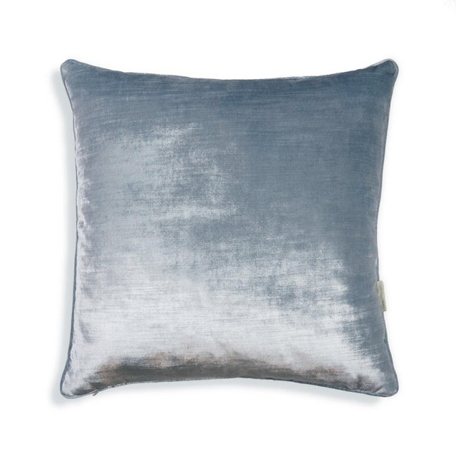 This shimmering velvet pillow in elegant silver blue makes for a perfect complement to other pillows or a gorgeous...