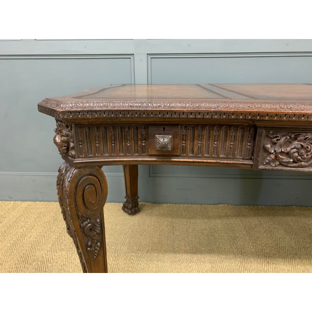 Chippendale Style Writing Table in Carved Mahogany, 1900 For Sale - Image 14 of 18