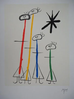 Joan Miro, Surreal Family with Star, Lithograph, 1970s