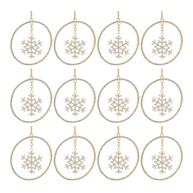 2020s Jeweled Metal Hanging Snowflake Ornament (Set of 12) For Sale - Image 5 of 5