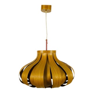 Midcentury Wooden Pendant Lamp by Hans-Agne Jakobsson, Sweden, 1960s For Sale