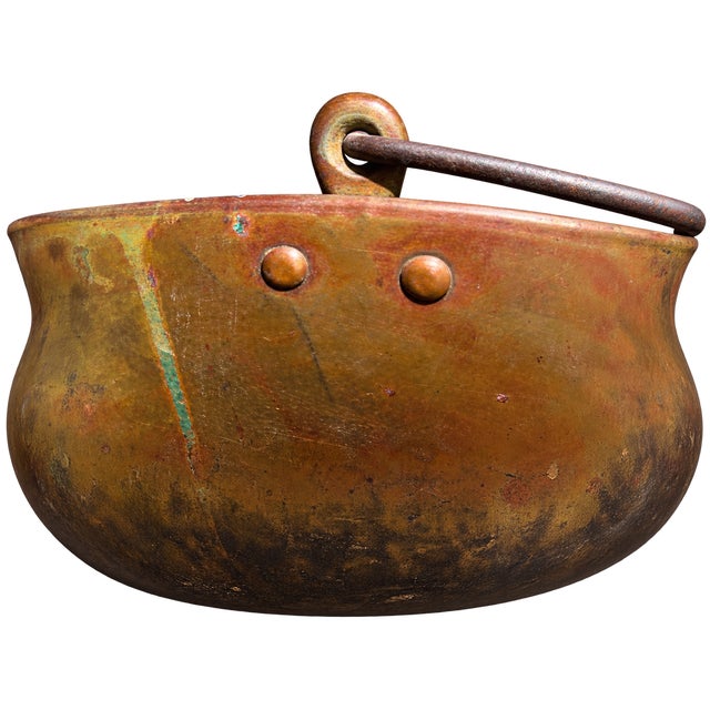 Antique Brass Hearth Cauldron With Bail Handle (Likely 19th/Early 20th Century.) For Sale - Image 10 of 10