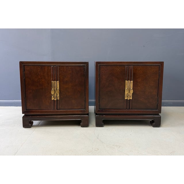 A handsome pair of Tai Ming nightstands by Drexel, produced as part of the company’s celebrated Asian-inspired Tai Ming...
