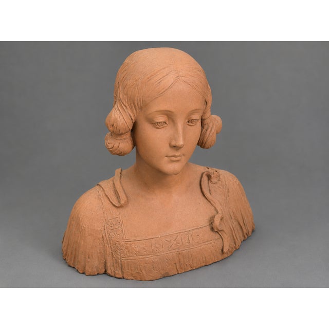 Art Deco Terracotta Female Bust, 1930s For Sale - Image 6 of 6