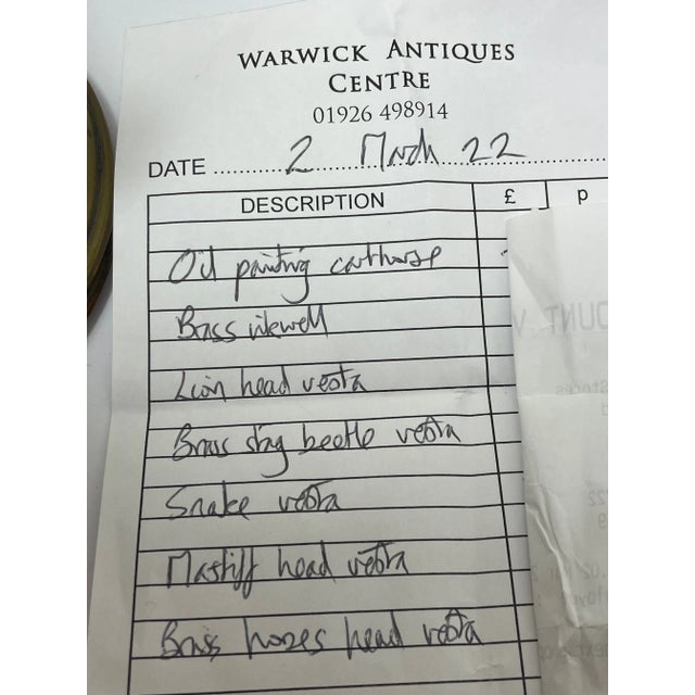 Antique 19th Century Solid Brass Inkwell With 3 Irish Setter Dog Hounds Supporting Globe For Sale - Image 10 of 11