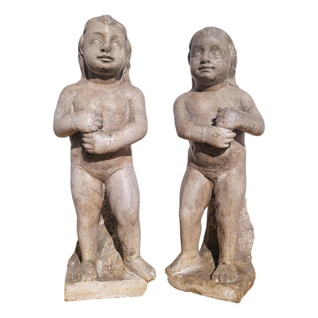18th Century Candle-Bearing Angels in Marble, Set of 2 For Sale