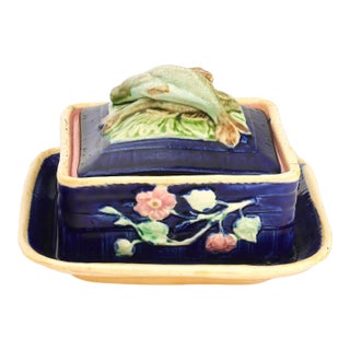 Antique English Majolica Sardine Box For Sale