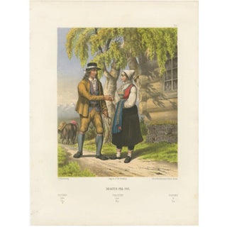 Johan Fredrik Eckersberg, Norwegian Folk Attire from Voss, 1860, Chromolithograph on Paper For Sale