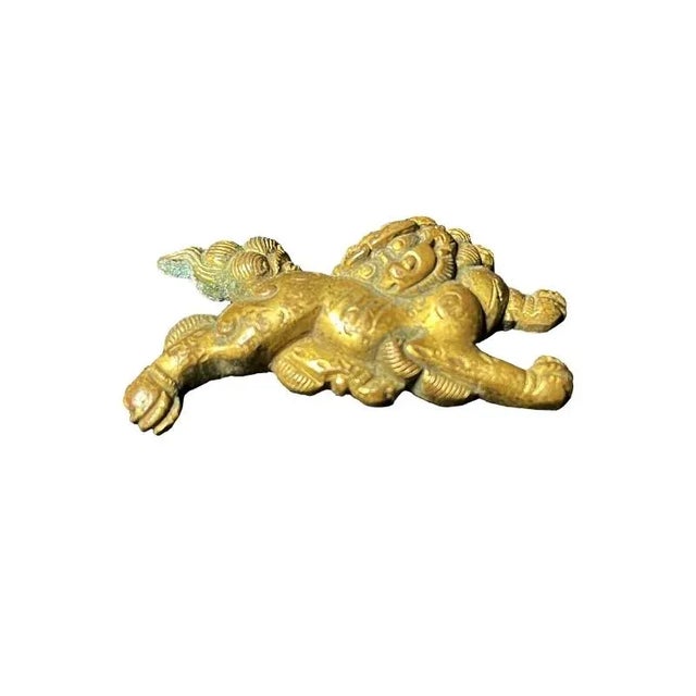 Early 19th Century Japanese Edo Gilt Bronze Karashishi Samurai Sword Menuki For Sale - Image 4 of 6