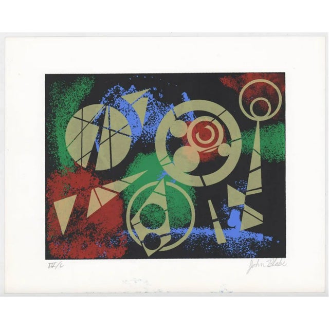 1990s John Blake abstract serigraph. Pencil and numbered from an edition of 50.