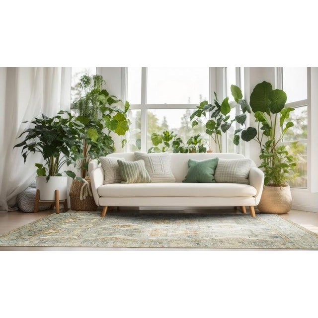 Contemporary 10x14 Gray Hand-Knotted Wool Framed Rosettes Geometric Modern Carpet Rug For Sale - Image 3 of 10