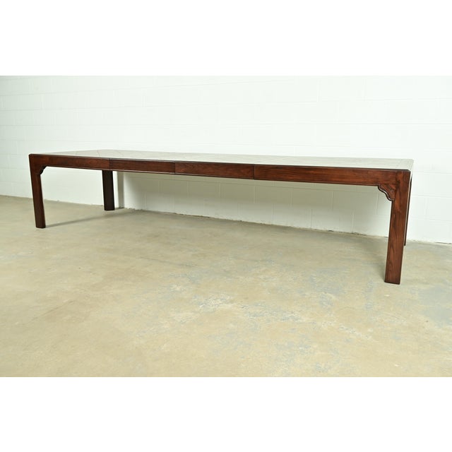 Henredon Henredon Mid-Century Hollywood Regency Chinoiserie Oak Extension Dining Table, Newly Refinished For Sale - Image 4 of 16