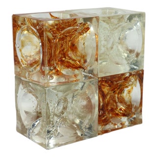 Cubic Paperweight in Sommerso Glass by Flavio Poli for Seguso, 1970s For Sale