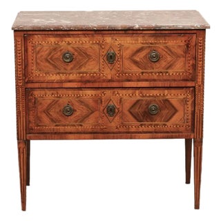 18th C. Veneer W/ Marble Top Chest, Italy For Sale