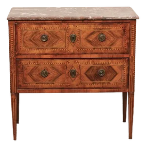 18th C. Veneer W/ Marble Top Chest, Italy