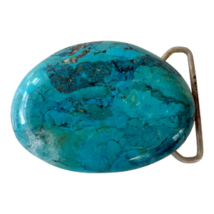 Vintage Solid Turquoise Belt Buckle