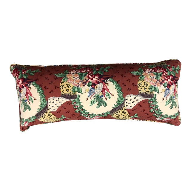 Contemporary Long Floral and Animal Print Pillow For Sale