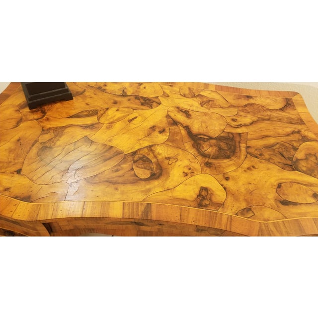 Wood Final Clearance Thru 2025 Only Maitland-Smith Inspired Oyster Burl BurlWood Italian Desk 20th Century For Sale - Image 7 of 12