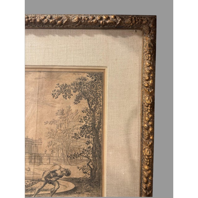 Antique Gilt Framed Litho Book Print View of the Garden Building j.b. Fischer Von Erlach In good original condition...