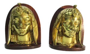 Art Deco Egyptian Revival Brass Bookends - a Pair