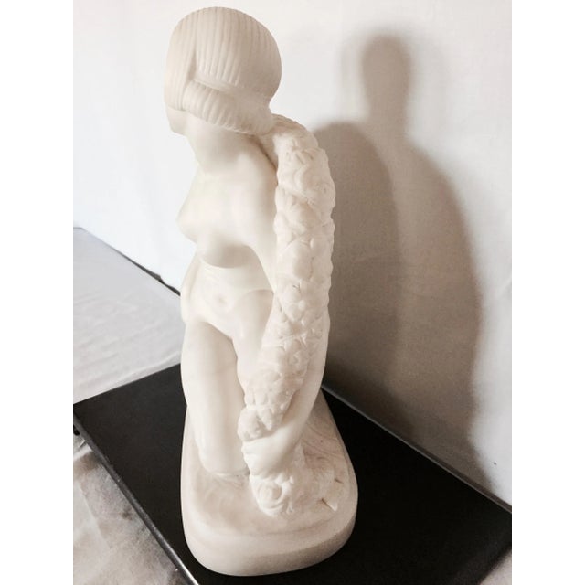 White Early 20th Century Italian Carrara Marble Sculpture, G. Pugi's Art Deco Beauty For Sale - Image 8 of 11