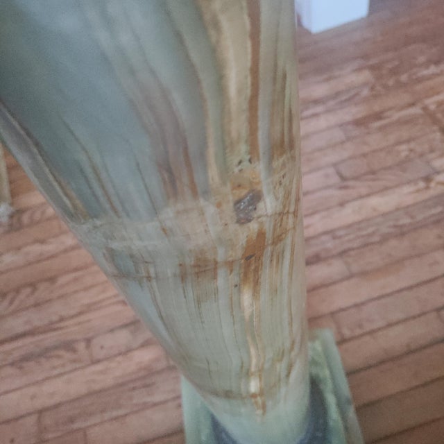 Metal 19th Century Green Onyx Pedestal With Bronze Scrolling Sleeves For Sale - Image 7 of 10