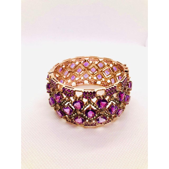 Bochic "Capri" Vintage Amethyst & Peridot Bangle Set In 18K Gold & Silver For Sale - Image 18 of 18