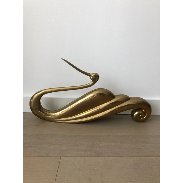 1980s Modernist Brass Swan Sculpture by Dolbi Cashier For Sale - Image 9 of 9