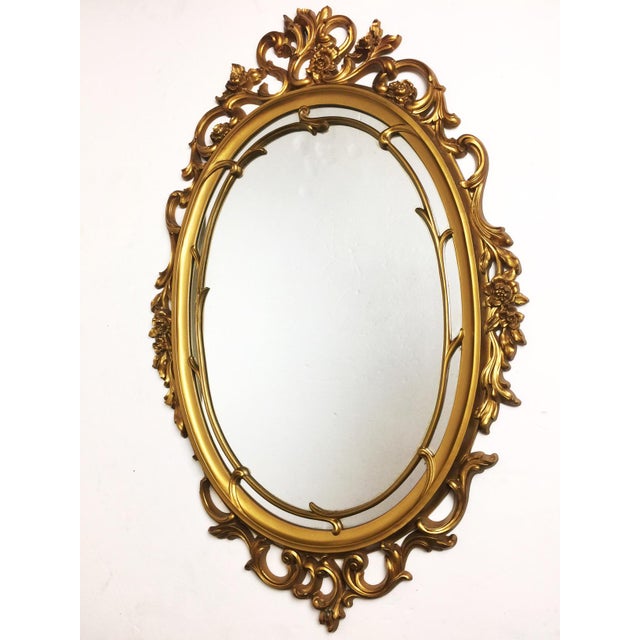 1960s Vintage Ornate Gold Oval Syroco Mirror Chairish