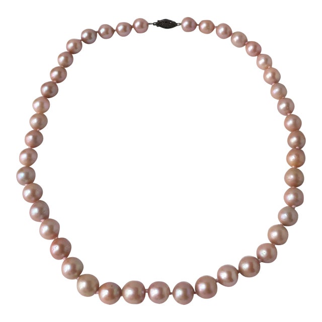 Pink Pearl Necklace, Circa Early-20th Century For Sale