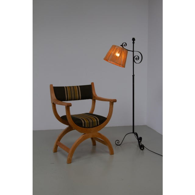 Danish Kurul Armchair in Oak and Striped Green Wool by Henning Kjærnulf, 1960s For Sale - Image 11 of 18