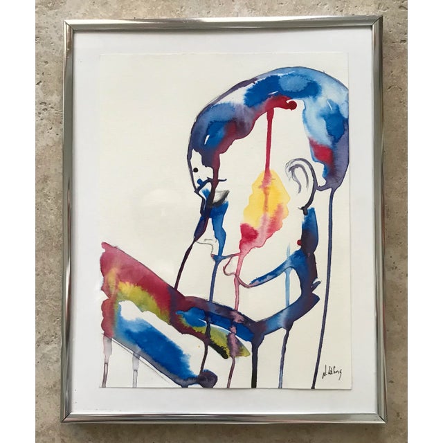 Artist - N Collins Title - Female Portrait Signed - Lower right Year - 2000s Medium - Pencil and watercolor Chrome Frame -...