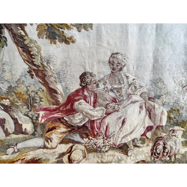 19th-Century Silk Tapestry — Romantic Garden Scene For Sale - Image 4 of 8