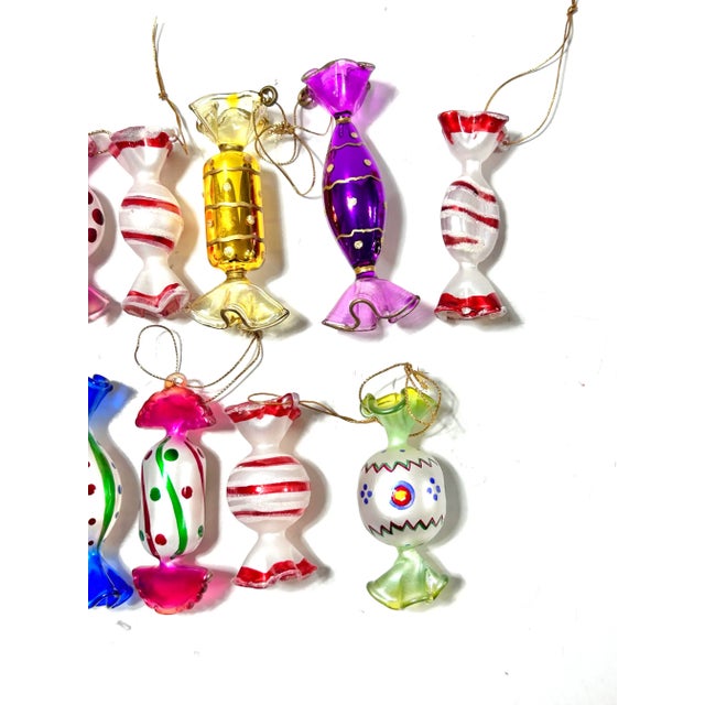 Vintage Hand Blown Glass Candy Christmas Ornaments - A Set of 13 For Sale In Louisville - Image 6 of 12