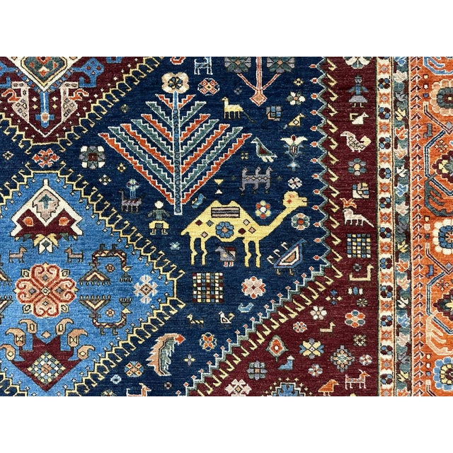 Navy Blue 1990s Large Qashqai Tribal Rug - 9′1″ × 12′7″ For Sale - Image 8 of 11