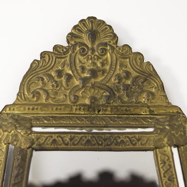 Hall Mirror with Brass Frame, 1920s For Sale - Image 3 of 7