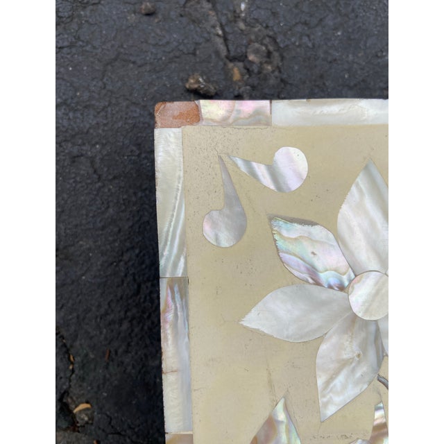 Cream Vintage Mother of Pearl Inlay Mirror For Sale - Image 8 of 11