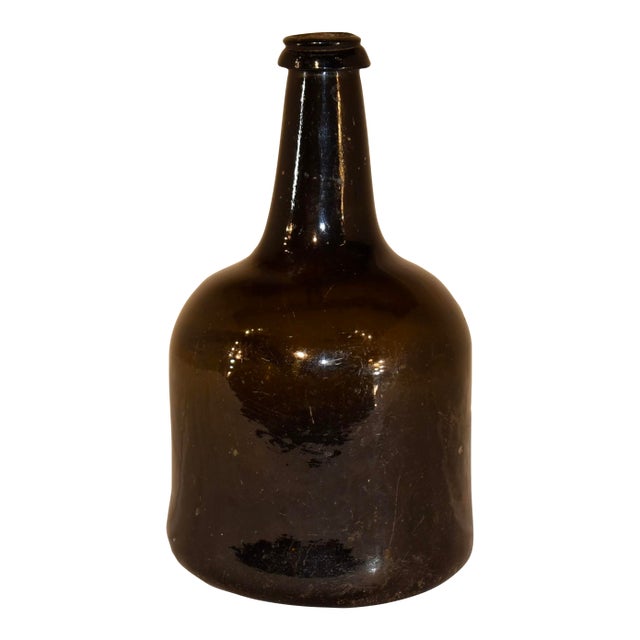 Mid-18th Century Hand Blown Amber Glass Bottle For Sale