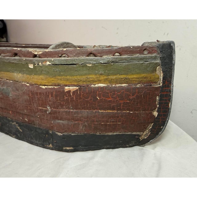 Antique Early 19th Century Handmade Carved Polychrome Wooden Folk Art Model Boat For Sale - Image 13 of 18