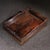 This is a substantial, finely crafted vintage wooden tray, made from rosewood (huali wood) with a rich, dark reddish-brown...