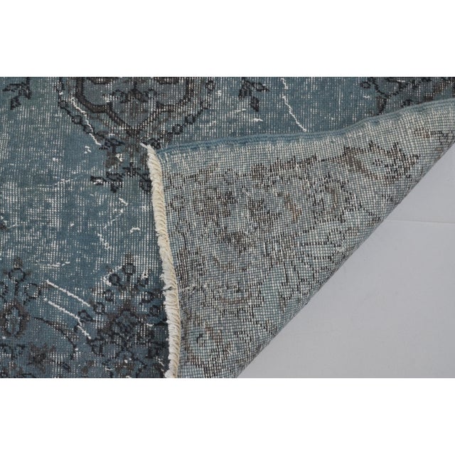 1960s Blue Oushak Turkish Small Carpet For Sale - Image 10 of 10