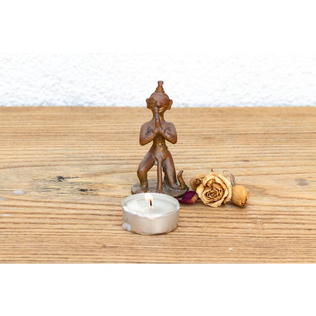 Copper Antique Indian Tribal Folk Style Temple Figure For Sale - Image 8 of 8